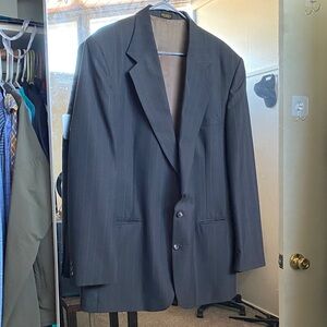 Elegant Charcoal Gray with Blue Pinstripe Blazer